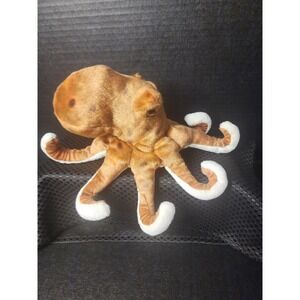 Realistic Orange Brown Spotted Octopus Plush Stuffed Animal Marine Life Toy